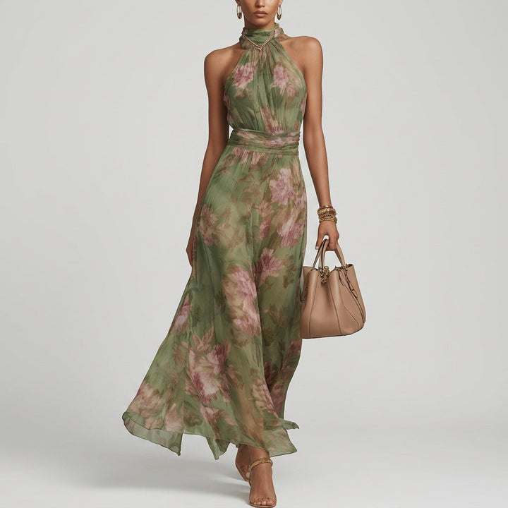 Diana - Lange Bloemen Halterjurk