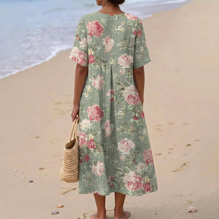 Maria - Retro Bloemen Midi Jurk