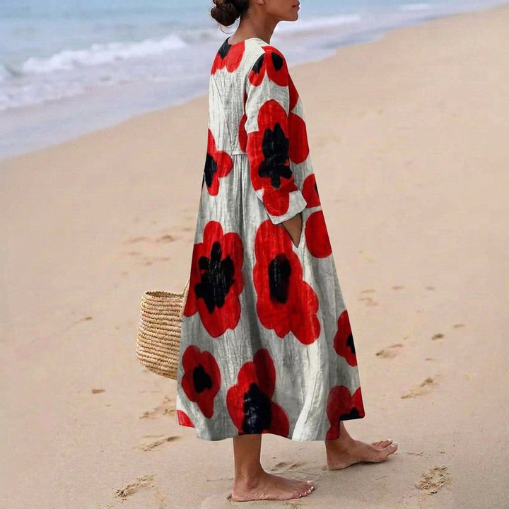 Georgia - Bloemen Maxi Jurk in Rood