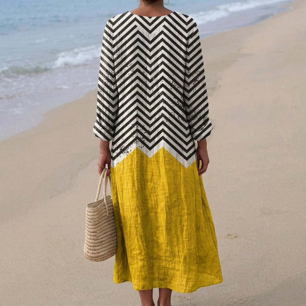 Catalina - Zigzag Jurk met Contrast