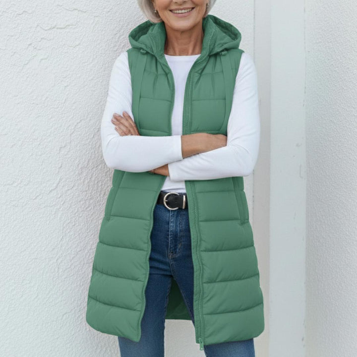 NINA - Casual Mouwloos Hooded Lange Puffer Vest