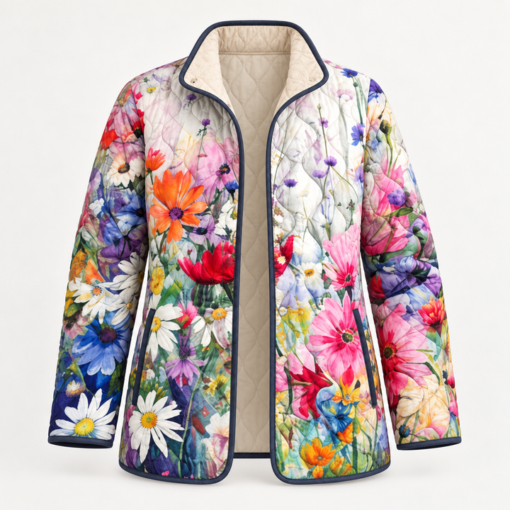 Rachel - Charmante Vintage Bloemenprint Gevoerde Jas