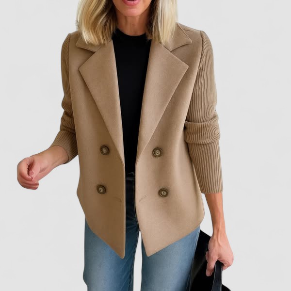 Marta - Elegante Jas met Gebreide Mouwen