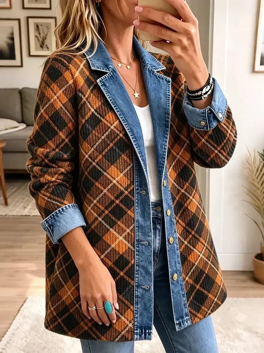 Naomi | Vintage Block-Print Denim Jacket