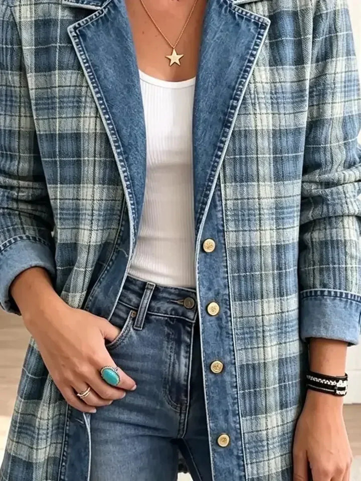 Leah | Retro Kunst-Print Denim Jacket