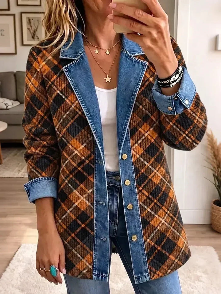 Naomi | Vintage Block-Print Denim Jacket