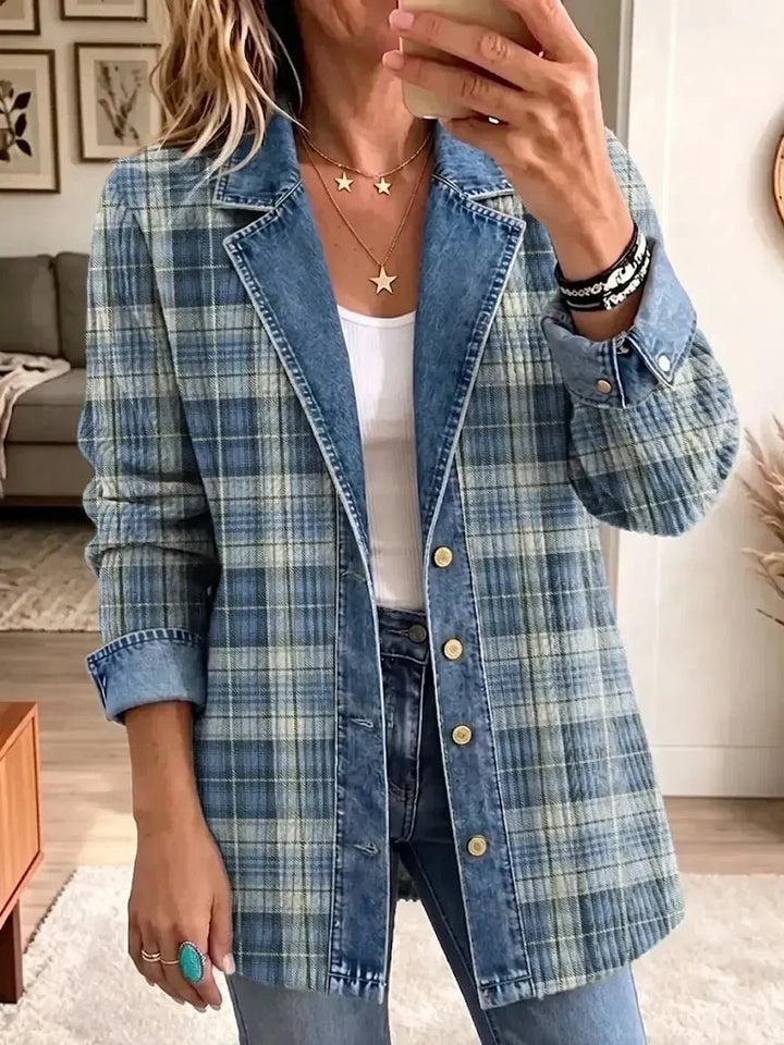 Leah | Retro Kunst-Print Denim Jacket