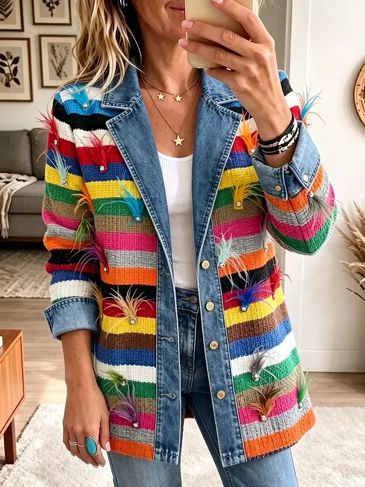 Caroline | Vintage Veerprint Denim Jack