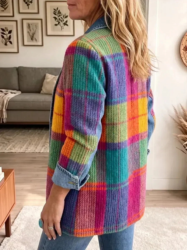 Chloe | Vintage Geruite Patchwork Spijkerjack