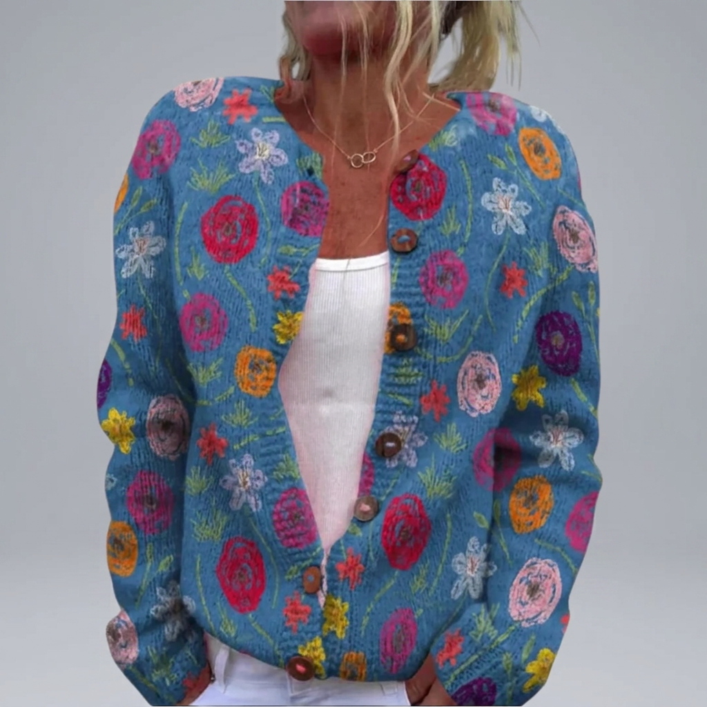 Janice - Oogst Bloemen Cardigan
