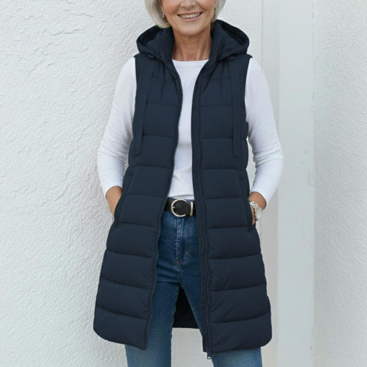 NINA - Casual Mouwloos Hooded Lange Puffer Vest