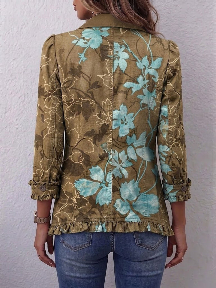 Lily | Boho Gradient Vintage Bloemen Ruffle Jas