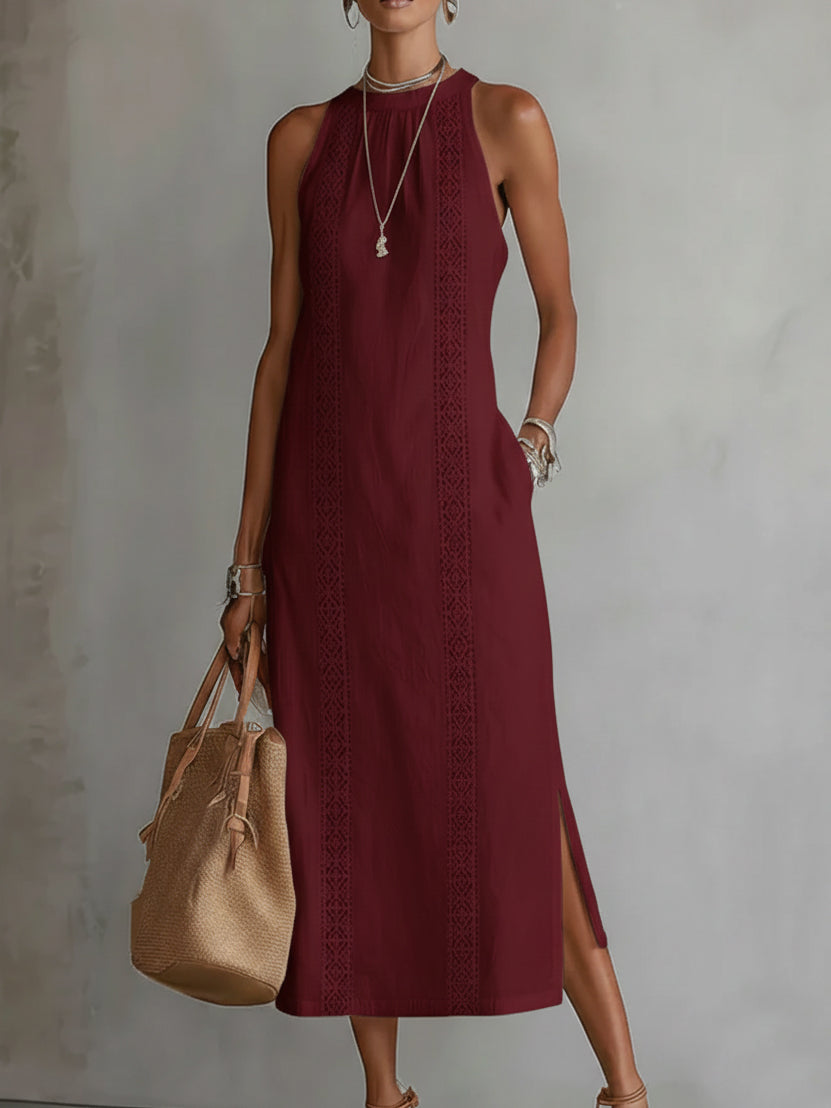Zoey - Mouwloze Midi-jurk met Kantdetails