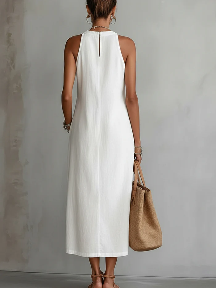 Heidi - Mouwloze Midi-jurk met Kantdetails