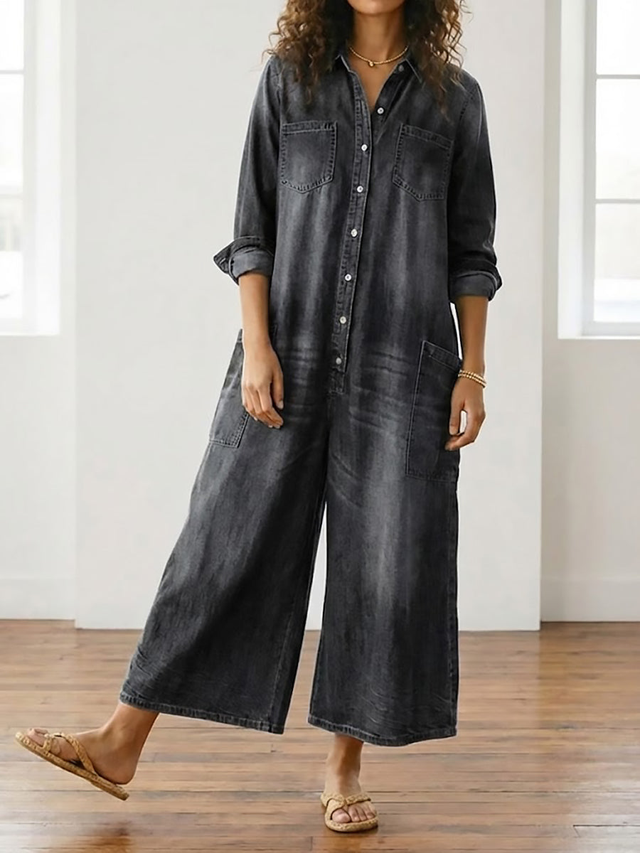 Serenity - Denim Katoenen Jumpsuit