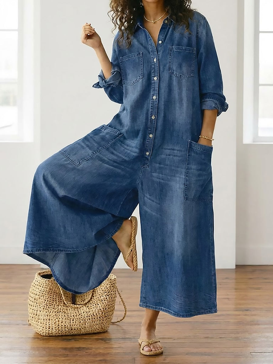 Serenity - Denim Katoenen Jumpsuit