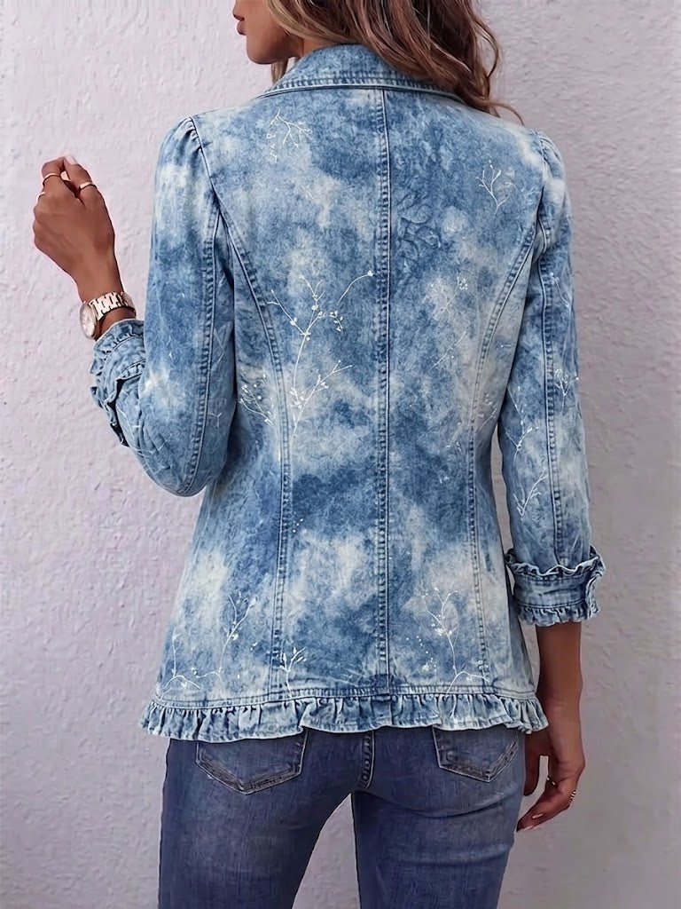Sofia | Boho-Stijl Gradient Vintage Botanische Print Ruffle-Detail Jas