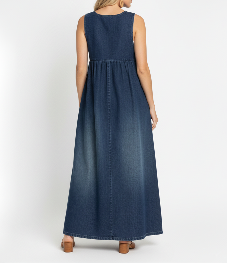 Amara - Vintage Denim Maxi Jurk