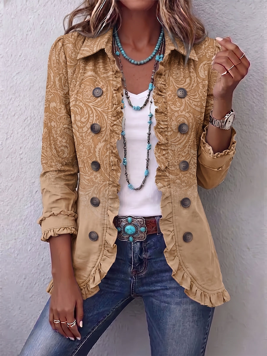 Chloe | Westerse Patroon Print Ruffle Jacket