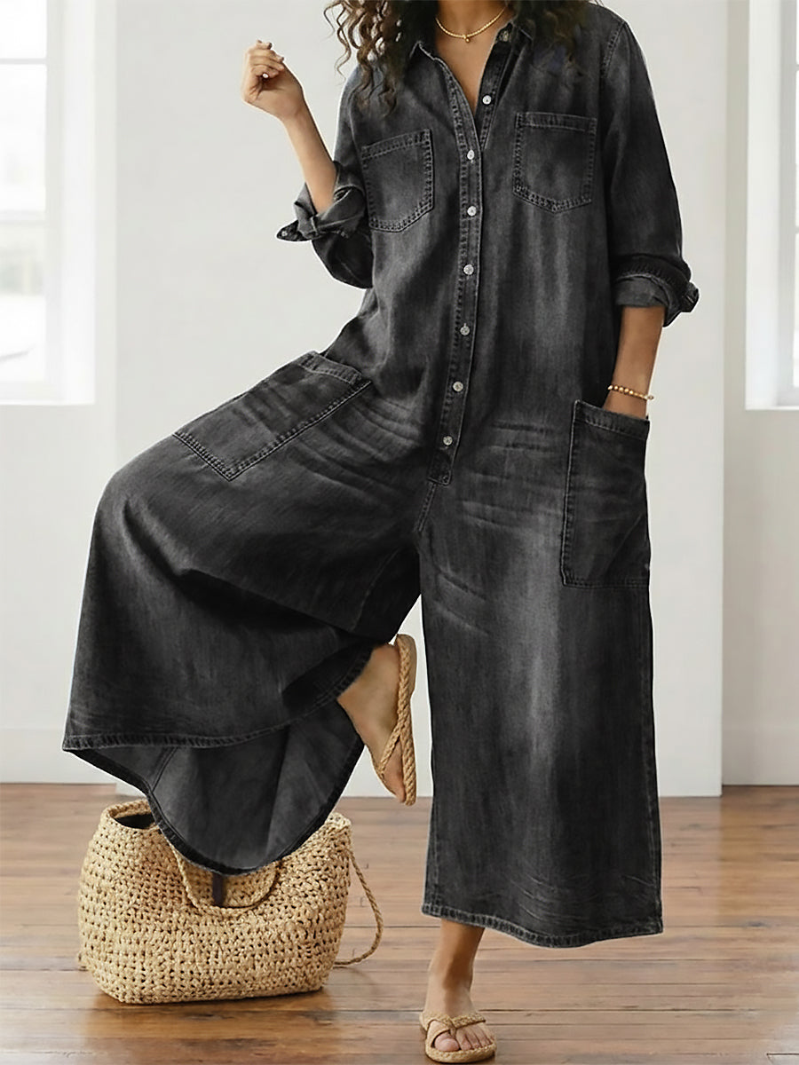 Serenity - Denim Katoenen Jumpsuit