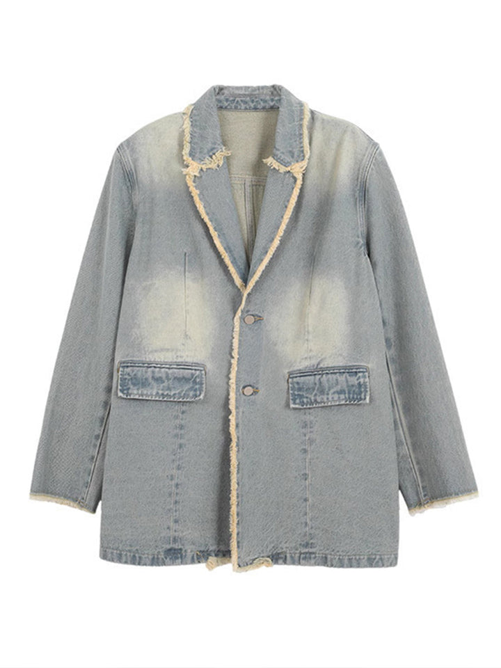 Hannah | Vintage-stijl Oversized Blazer met Rauwe Randen