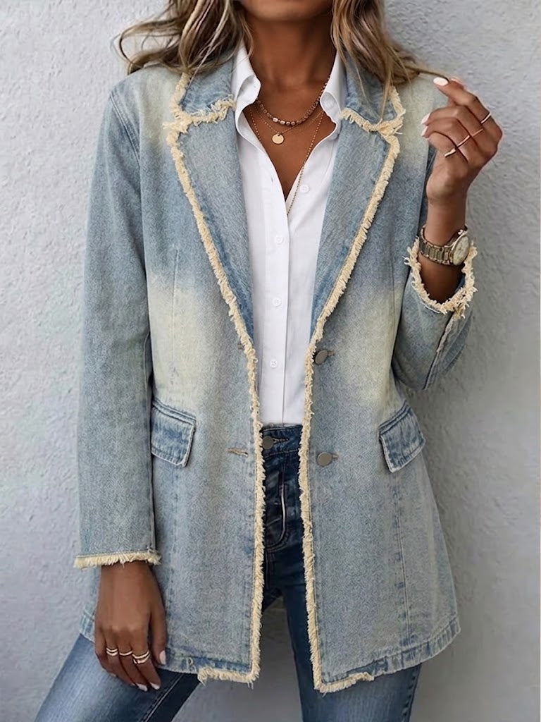 Hannah | Vintage-stijl Oversized Blazer met Rauwe Randen
