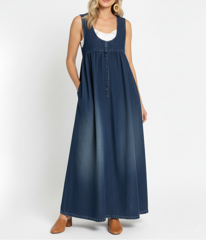 Amara - Vintage Denim Maxi Jurk