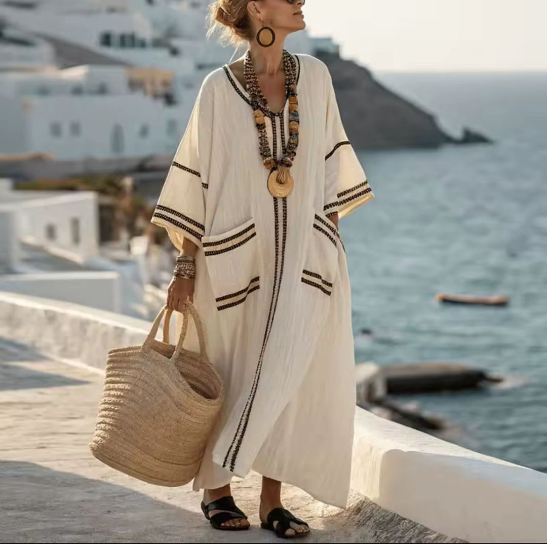 Elegante Iris - Lange Strandjurk voor een Stijlvolle Zomerlook