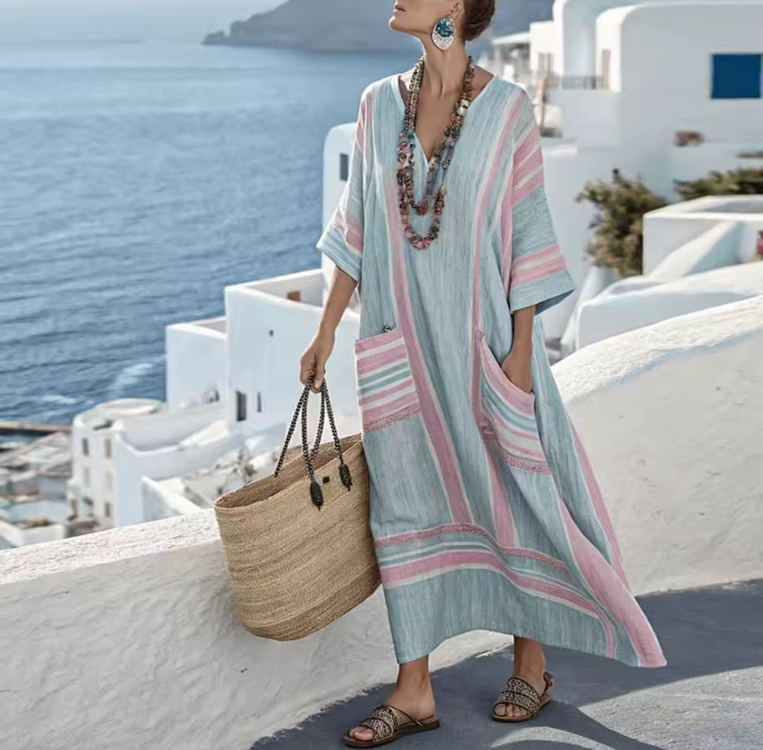 Elegante Iris - Lange Strandjurk voor een Stijlvolle Zomerlook