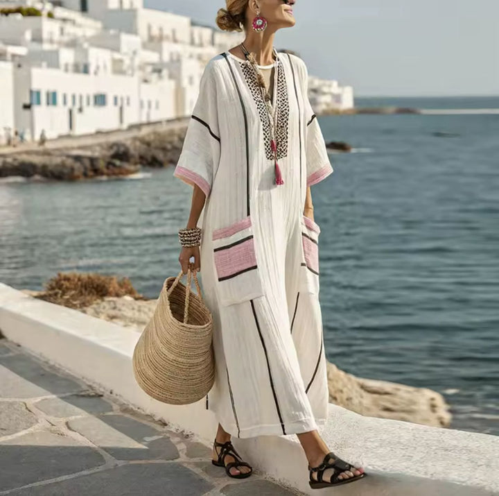 Elegante Iris - Lange Strandjurk voor een Stijlvolle Zomerlook
