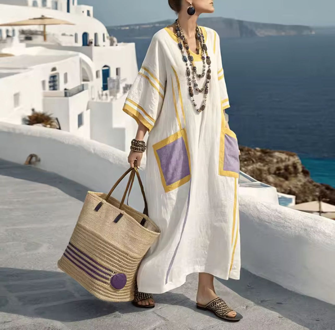 Elegante Iris - Lange Strandjurk voor een Stijlvolle Zomerlook