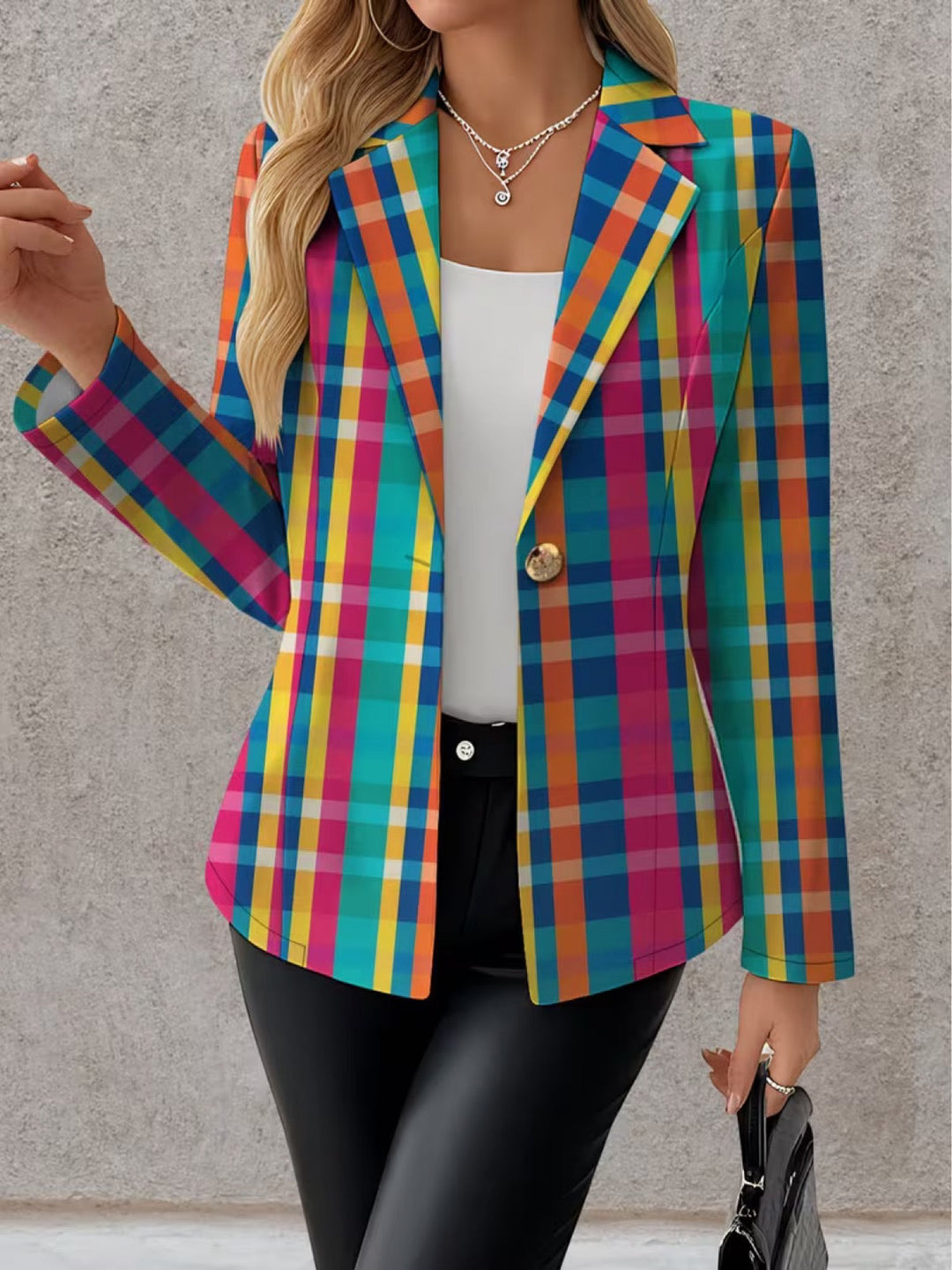 Scarlett | Dames Multicolor Geruite Blazer