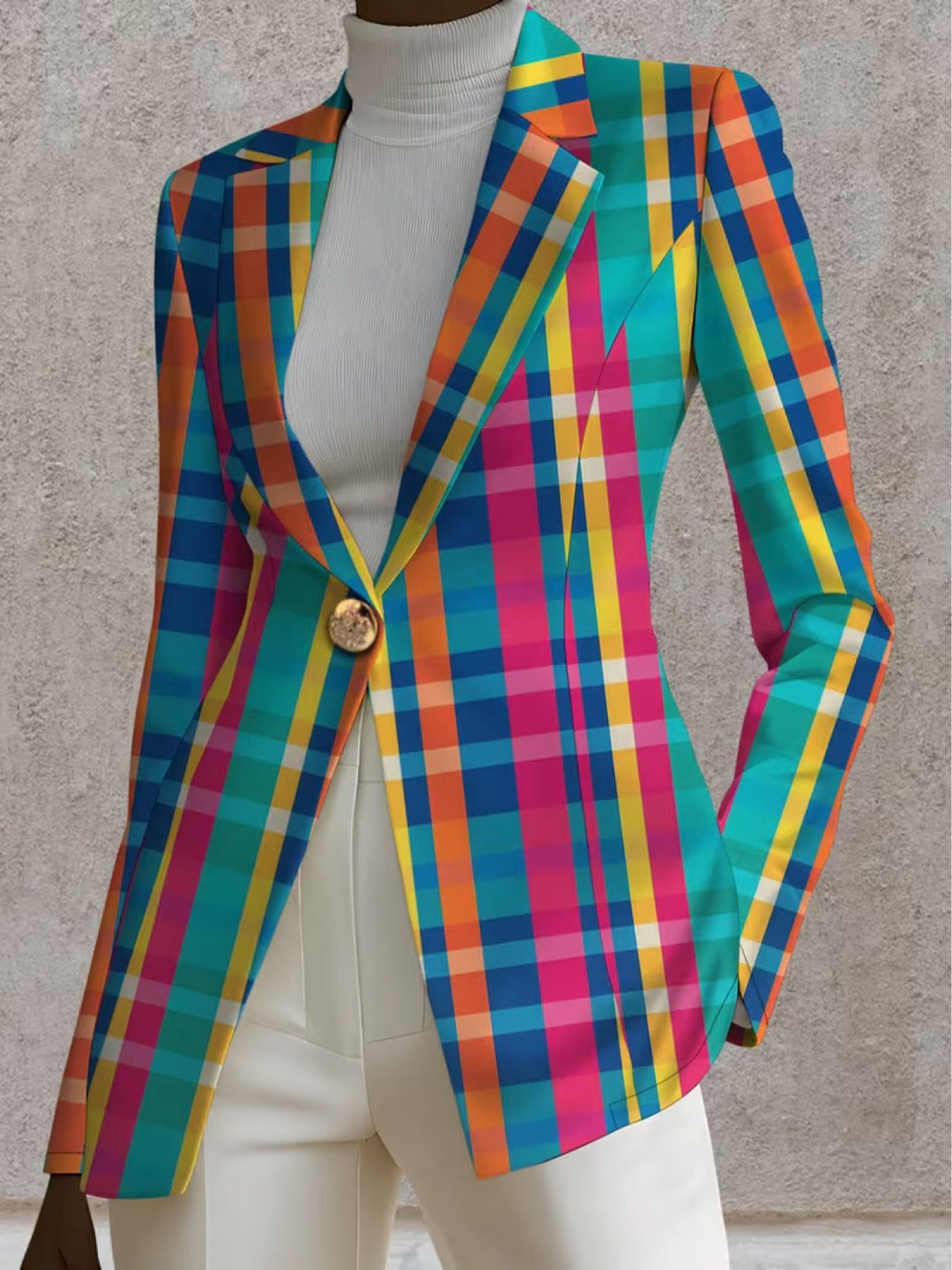 Scarlett | Dames Multicolor Geruite Blazer