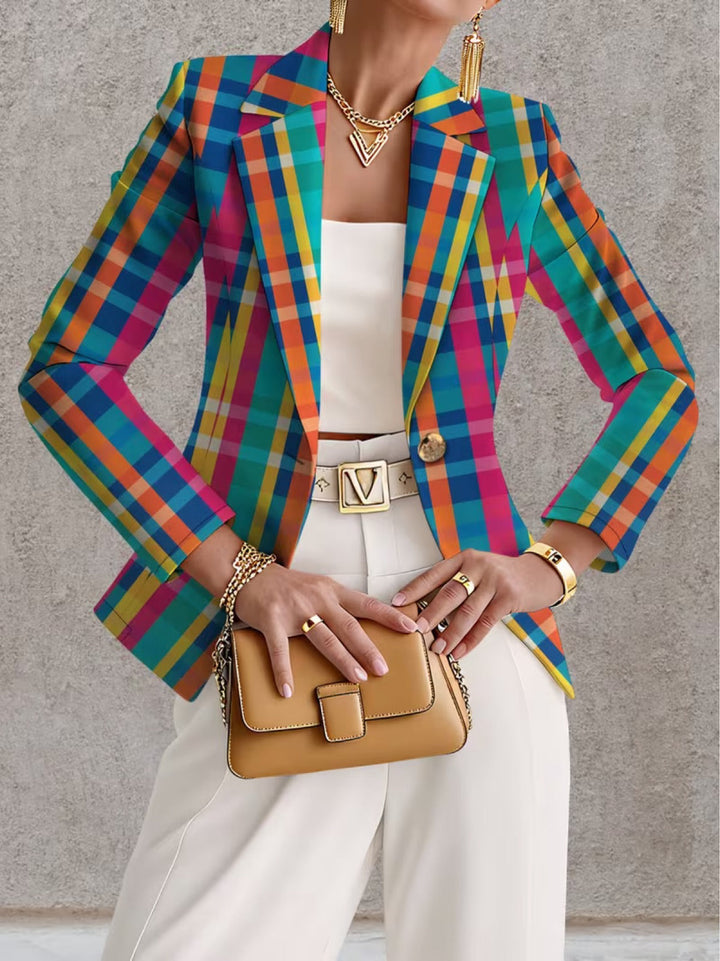 Scarlett | Dames Multicolor Geruite Blazer