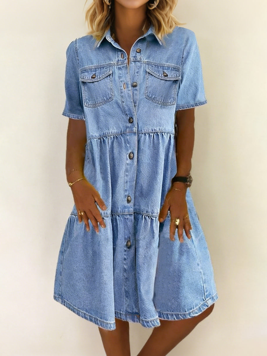Jillian - Casual Elegante Denim Jurk