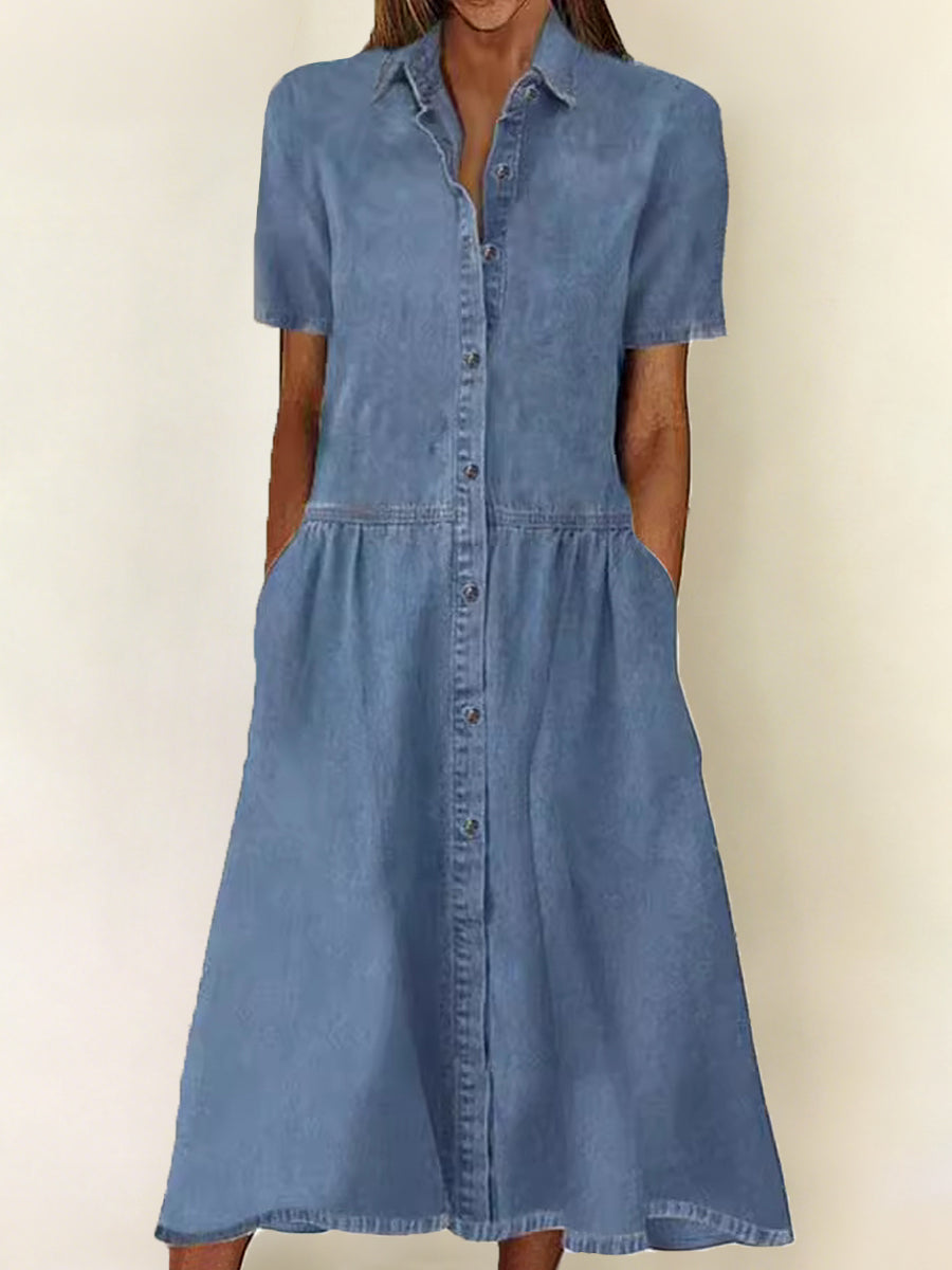 Sarah - Korte Mouwen Denim Jurk