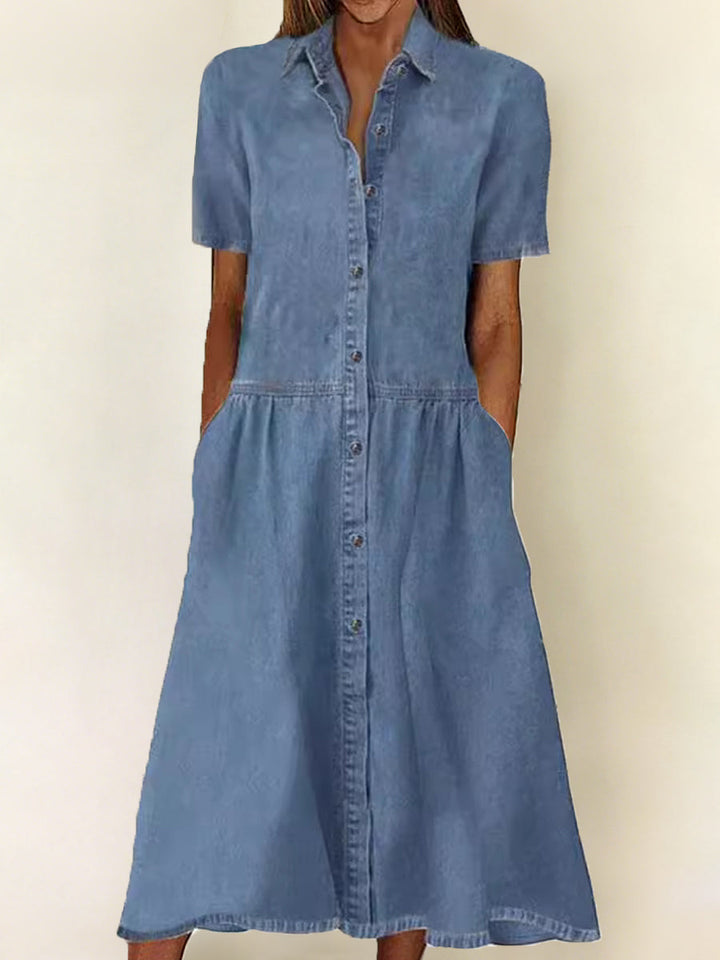 Sarah - Korte Mouwen Denim Jurk