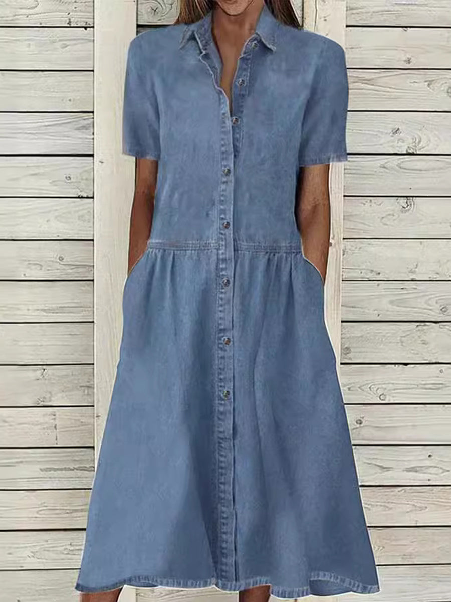 Sarah - Korte Mouwen Denim Jurk