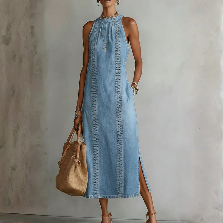 Zoey - Retro Kant Denim Jurk